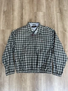 Tommy Hilfiger Golf Jacket XL Plaid Green Check Full Zip Vintage Y2K - Picture 1 of 22