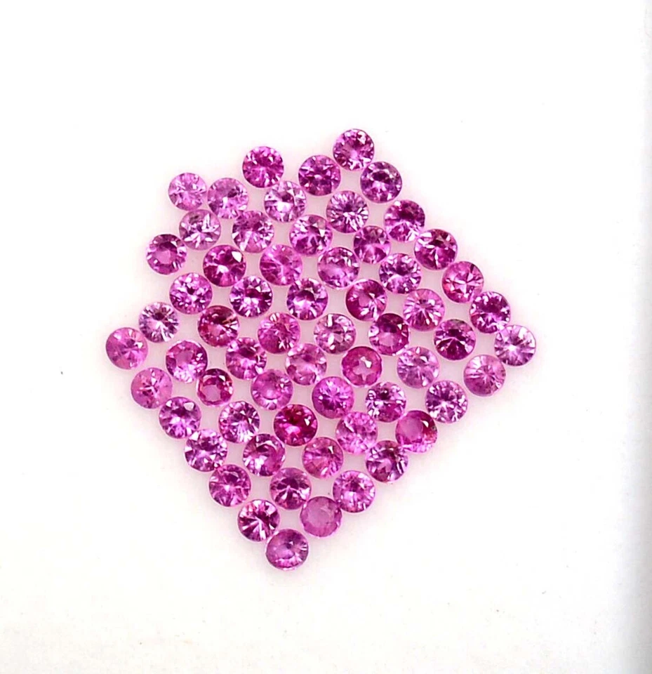 50 Pcs Natural Pink Ceylon Sapphire Round Cut Loose Gemstone GIT Certified AAA+ - Image 1 of 4