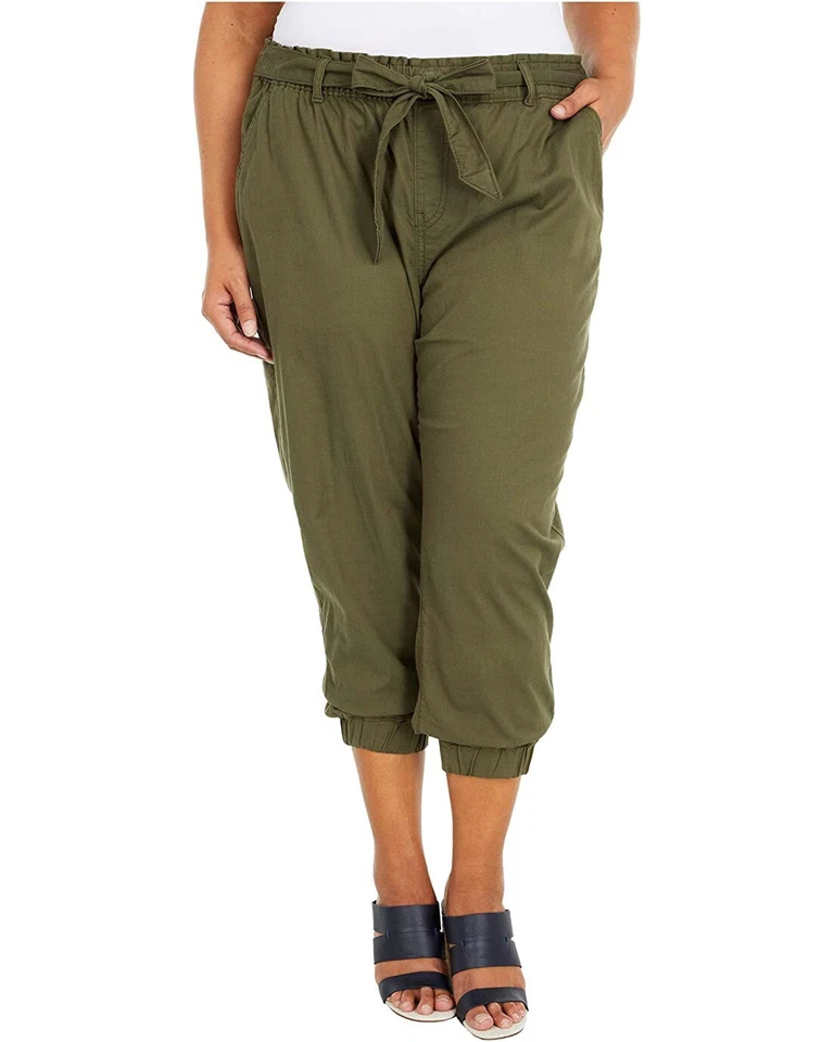 Levi's Army Green Paper Bag Elastic Waist Stretch Belted Joggers Sz 24W