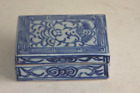 Antique Chinese Blue and White Porcelain Box Qianlong Period 