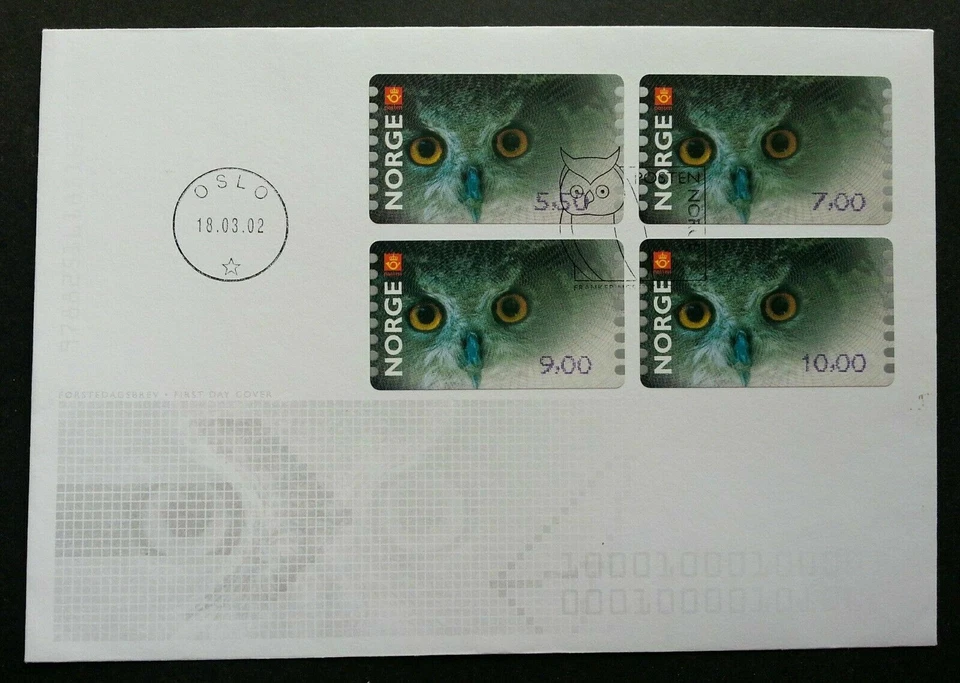 [SJ] Norway Owl 2002 Wildlife Animal Fauna Protected Birds Prey (ATM Label FDC) - Image 1 of 4