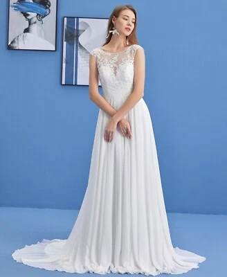 HBH Brautmoden A-Linie Brautkleid aus Spitze und Chiffon,Gr. 34-Gr. 60,Elfenbein - Bild 1 von 4