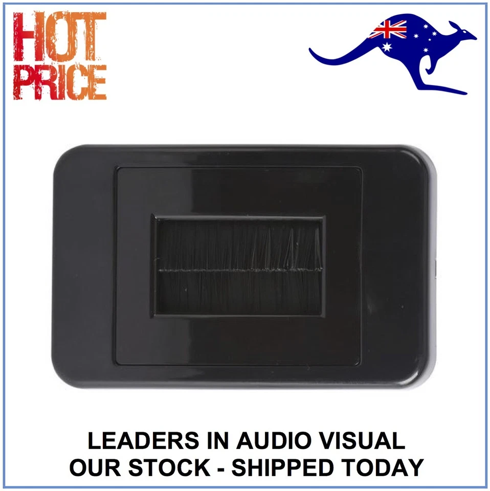 1 x Brush Wall Plate Cable Entry Inwall Management TV AV Home Theatre DIY Black - image 1 of 1