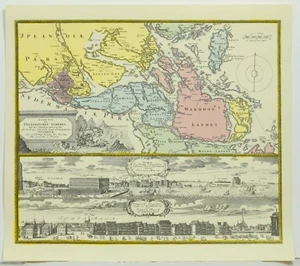 Vintage Sweden Stockholm Color Johann Baptist Homann 1716 Reproduction Map - Picture 1 of 7