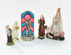 Minatare Saint Joseph Mother Mary Prayer Statues Resin Figurines Metal Vintage - Picture 1 of 7