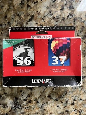 GENUINE Lexmark 36 and 37 Ink Cartridges Black & Color Combo Set NEW SEALED - Image 1 of 4