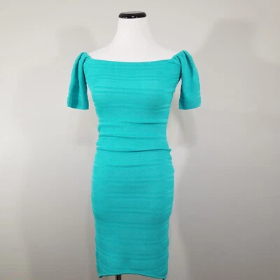 Novo Mini Vestido de Malha Rasgado por Ronny Kobo Barbiecore Fora do Ombro Bodycon XS - Imagem 1 de 4