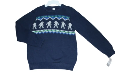 Carter's Navy Blue Snow Yeti Monster Sweater Big Boys Size 14 Winter NWT - Image 1 of 3