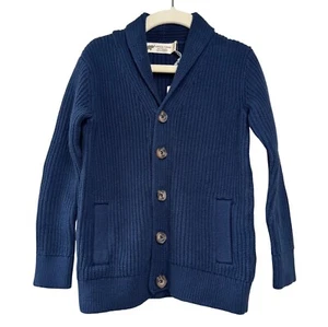 MONICA + ANDY Boys Collegiate Cardigan Sweater 5 5T Navy Blue Organic Cotton NWT - Picture 1 of 6