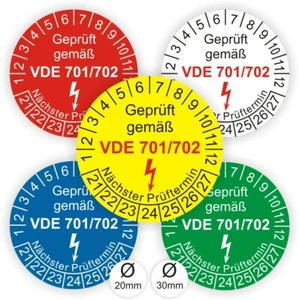 VDE 701-702 Prüfplaketten Wartungsetiketten Ø:20mm-30mm WETTERFEST-KRATZFEST - Bild 1 von 6
