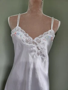 VTG 90’s Val Mode Small White Floral Slip Dress Lingerie Nightgown Cottagecore - Picture 1 of 12