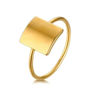 Anillo de boda de acero inoxidable enchapado en oro 18K con bandas delgadas de 1,5 mm talla 6-8 - Imagen 1 de 9