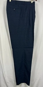 Baxter Mens Dress Casual Business Pants Dark Blue Pattern - Picture 1 of 15