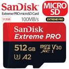 SANDISK Extreme PRO, 512GB Speicherkarte, SD-Adapter, Micro-SDXC microSD Exte
