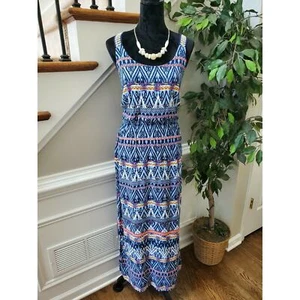 No Boundaries Women's Blue Rayon Scoop Neck Sleeveless Long Maxi Dress Size XL - Picture 1 of 12