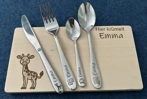 Cubiertos infantiles con grabado / animales / personalizados con nombre / idea de regalo - Imagen 1 de 10