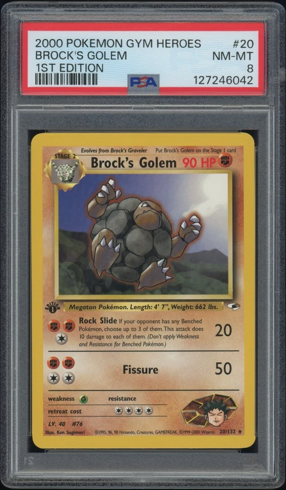 BROCK'S GOLEM Pokémon Gym Heroes 1st Edition 20/132 - PSA 8 - Image 1 of 2