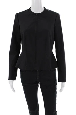 Blazer Rebecca Taylor Mujer Cuello Redondo Cremallera Peplum Negro Talla S Foto 1 de 4