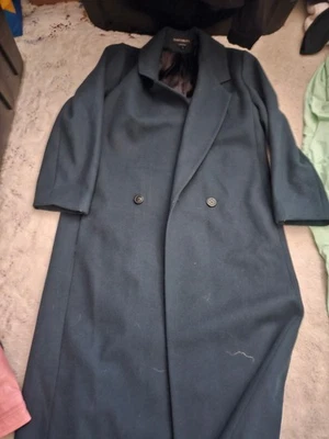 Vtg Donnybrook 100% Wool Long Emerald Green Coat Open Front Size 12 Vintage - Image 1 of 3