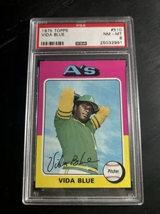 Topps #510 Vida Blue 1975 PSA 8 Oakland Athletics - Imagen 1 de 2