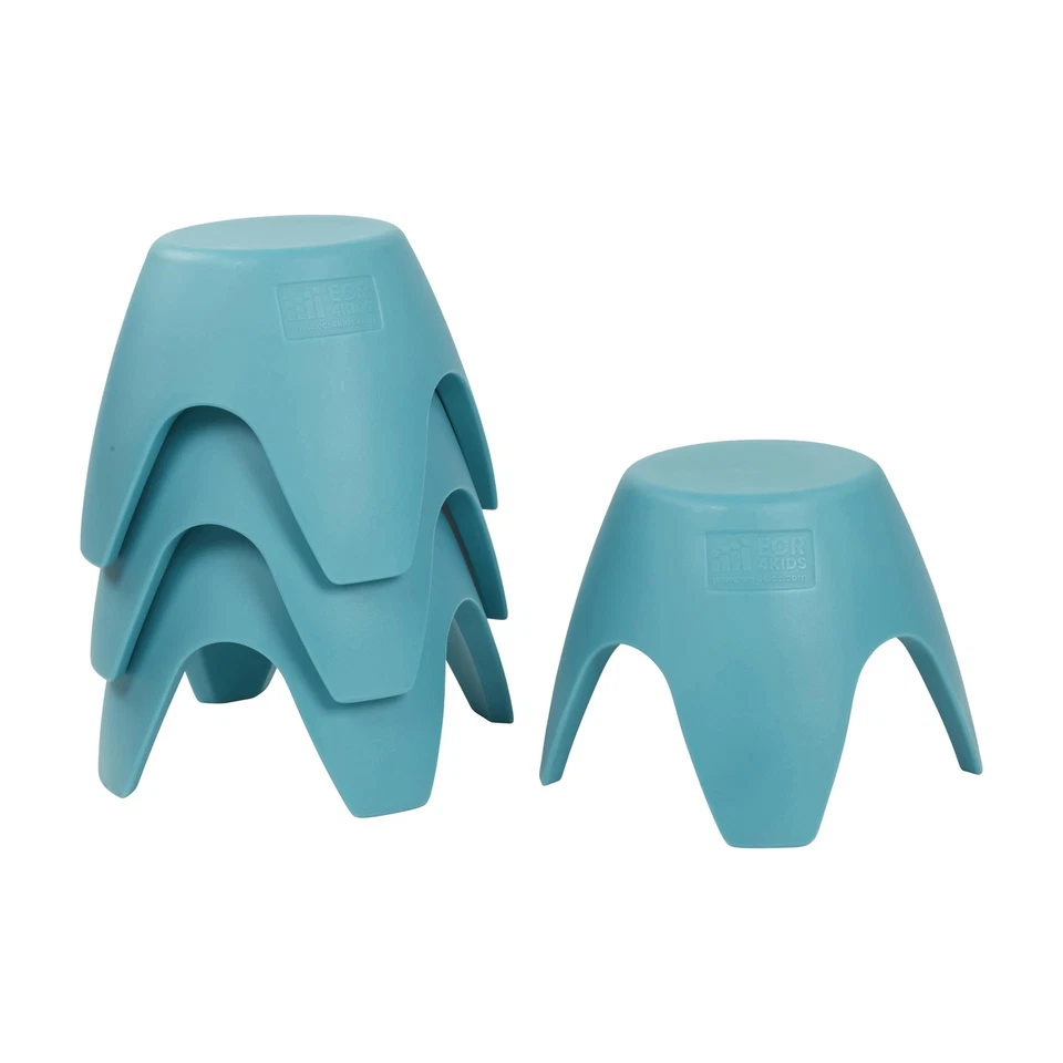 Ayana Stool Set, Flexible Seating, Turquoise, 4-Pack - Image 1 of 4