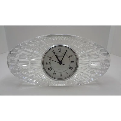 Reloj de mesa Waterford cristal ovalado escritorio cuarzo facetado transparente Foto 1 de 4