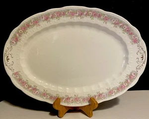 Rare! Antique Alfred Meakin Royal China 14" Oval Platter England Pink Roses - Picture 1 of 23