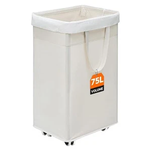 Collapsible Laundry Hamper on Wheels, 75L Clothes Laundry Basket with Removab... - Picture 1 of 6