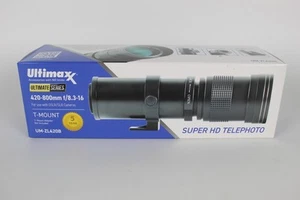 Ultimaxx 420-800mm f/8.3-16 Super HD Manual Telephoto Zoom T-Mount Lens (Black) - Picture 1 of 6