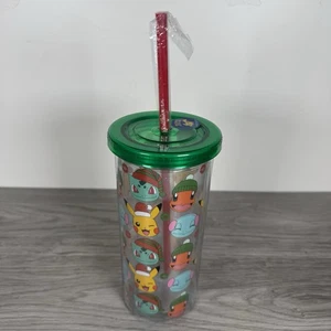 Schlittenglocke Bistro Weihnachten Pokemon 20oz Plastikbecher mit Strohhalm Neu - Bild 1 von 9