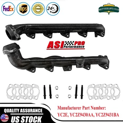 L+R Exhaust Manifold For 2000-2013 Ford F250 F350 E350 E450 Super Duty 6.8L V10. Foto 1 de 4