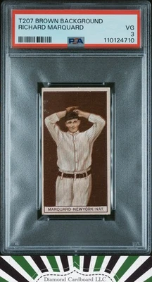 1912 T207 Brown Background Richard Rube Marquard PSA 3 - Image 1 of 2