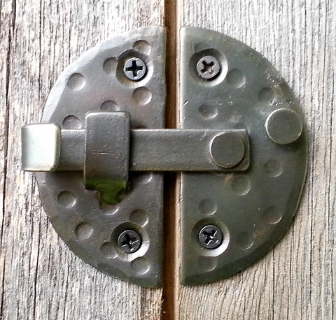 Handmade 2.9" Round Cabinet Door Latch Black Antique Iron Cupboard Decor Lock Cover