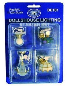Dolls House Ceiling Lamp Starter Kit 4 Lights Wedding Cake Tiffany & Globe Style