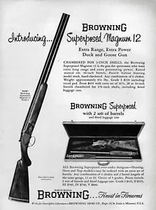 1954 Browning Superposed Magnum 12 Grade I Shotgun Original Print Ad - Bild 1 von 1