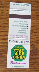 76 DINER MATCHBOOK COVER: LATHAM, NEW YORK LEERES STREICHHOLZCOVER -A7 - Bild 1 von 1