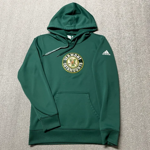 University Vermont Sweatshirt Men Small Green Hoodie Sweater NCAA Catamounts UVM Cover