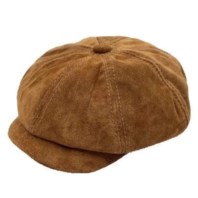 Gorra plana para hombre de 8 piezas de cuero Gatsby Ivy Golf Cabbie sombrero marrón Foto 1 de 4