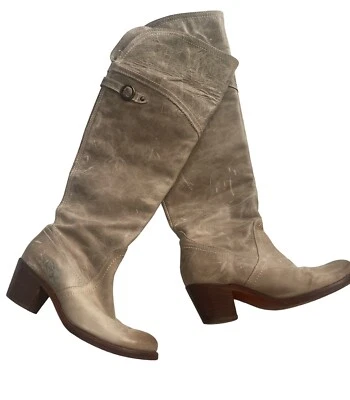 Botas de cuero Frye Jane con puño alto para mujer 7 B color topo envejecido Foto 1 de 4
