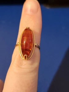 ANILLO ÁMBAR ORO AMARILLO 14K TALLA 6 - Imagen 1 de 4