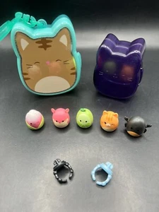 Lot Of 5 Squishmallows Squish A Longs 1” Figures & 2 cases/rings - Picture 1 of 6