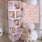 96 PC Bridal Shower Decorations Balloon Boxes White- Transparent Block with B...