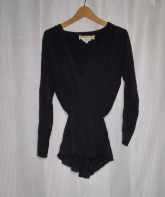 STONE COLD FOX WOMEN'S LONG SLEEVE CROSS FRONT ROMPER JUMPER BLACK SIZE 1 - Image 1 of 4