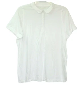 NUEVA Camisa Polo Woman Within Blanca Brillante Talla M Pequeña 100% Algodón Mangas Cortas - Imagen 1 de 4