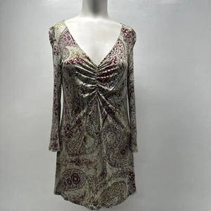 Etro Blouse Top Shirt Long Sleeve Stretch V-Neck Floral Paisley Size EU 44 US 8 - Picture 1 of 8