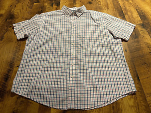 Croft & Barrow Easy Care Men's Button-Down Short Sleeve Shirt 2XL Pink/Blue 