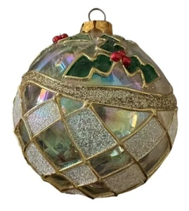 Gold Grandeur Noel Glass Christmas Ball Vintage 5 Inch Ornament - Picture 1 of 5