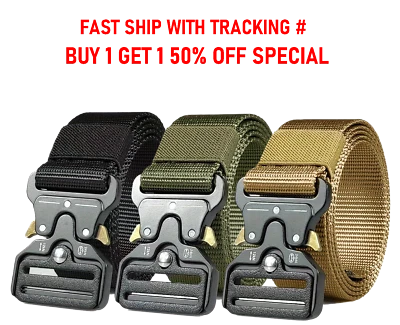 HOMBRE Informal Militar Táctico Ejército Ajustable Liberación Rápida Cinturones Pantalones Cintura - Imagen 1 de 4