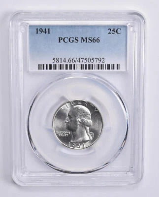 MS66 1941 Washington Quarter 25c PCGS azul Lbl Foto 1 de 4