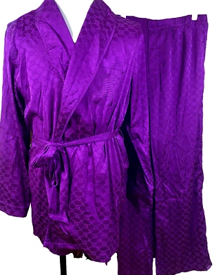 Chaqueta para fumar Savage X Fenty para hombre + pantalones de salón a juego pijama púrpura talla M Foto 1 de 4